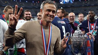 Paris Saint-Germain's Spanish head coach Luis Enrique, posing after the French Cup win on May 24, has transformed the Ligue 1 champions after discarding the failed policy of chasing European glory with super stars. (AFP) Paris Saint-Germain's Spanish head coach Luis Enrique, posing after the French Cup win on May 24, has transformed the Ligue 1 champions after discarding the failed policy of chasing European glory with super stars. (AFP)