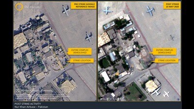 The new satellite images from May 23 showing the demolition of the operations complex were posted on social media by Damien Symon, a geo-intelligence researcher at The Intel Lab, on Sunday (X-detresfa_) The new satellite images from May 23 showing the demolition of the operations complex were posted on social media by Damien Symon, a geo-intelligence researcher at The Intel Lab, on Sunday (X-detresfa_)