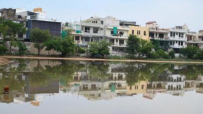 The waterlogged Dussehra ground near Sector 5 in Gurugram. (Parveen Kumar/HT Photo) The waterlogged Dussehra ground near Sector 5 in Gurugram. (Parveen Kumar/HT Photo)