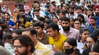 The exam was conducted in two shifts on Sunday on Sunday, May 25, 2025. (Photo by Keshav Singh/Hindustan Times) The exam was conducted in two shifts on Sunday on Sunday, May 25, 2025. (Photo by Keshav Singh/Hindustan Times)