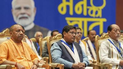 Uttar Pradesh chief minister Yogi Adityanath in New Delhi on Sunday. (PTI Photo) Uttar Pradesh chief minister Yogi Adityanath in New Delhi on Sunday. (PTI Photo)