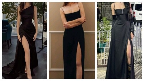High-slit gowns carry a sultry sophistication. The high slit adds the allure of movement, playing peekaboo with the legs. (PC: Pinterest) High-slit gowns carry a sultry sophistication. The high slit adds the allure of movement, playing peekaboo with the legs. (PC: Pinterest)