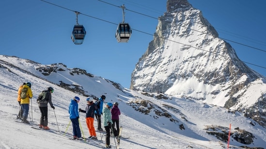 A helicopter was sent to survey the area around the Rimpfischhorn mountain after climbers alerted authorities of abandoned skis near the summit on Saturday. (File) (AFP)