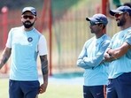Virat Kohli, left, with Wriddhiman Saha and Shikhar Dhawan Virat Kohli, left, with Wriddhiman Saha and Shikhar Dhawan