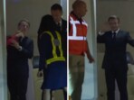 The French leader appeared taken aback but quickly composed himself for the cameras. The French leader appeared taken aback but quickly composed himself for the cameras.
