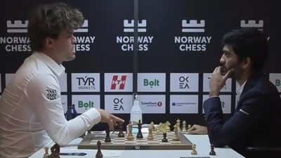 D Gukesh resigned to Magnus Carlsen. (Twitter) D Gukesh resigned to Magnus Carlsen. (Twitter)