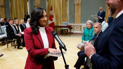 Anita Anand sworn in as Canada's Minister of Foreign Affairs, at Rideau Hall, in Ottawa, Ontario,on May 13. (REUTERS) Anita Anand sworn in as Canada's Minister of Foreign Affairs, at Rideau Hall, in Ottawa, Ontario,on May 13. (REUTERS)