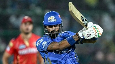 Suryakumar took stock in a partnership of 44 with skipper Hardik Pandya, who took on the opposition bowling in his 26 off 15 balls. (AFP) Suryakumar took stock in a partnership of 44 with skipper Hardik Pandya, who took on the opposition bowling in his 26 off 15 balls. (AFP)