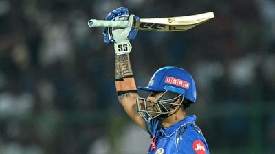 Mumbai reached 184-7 after Suryakumar Yadav top-scored with 57 off 39 deliveries to boost the total. (AFP) Mumbai reached 184-7 after Suryakumar Yadav top-scored with 57 off 39 deliveries to boost the total. (AFP)