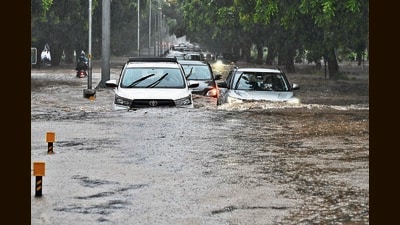 Chandigarh’s drainage system is severely inadequate, leaving roads inundated and low-lying areas flooded whenever rainfall reaches 40 mm to 60 mm per hour. (HT file photo) Chandigarh’s drainage system is severely inadequate, leaving roads inundated and low-lying areas flooded whenever rainfall reaches 40 mm to 60 mm per hour. (HT file photo)