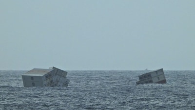 Liberian-flagged ship's containers heading towards the Kerala coast after it sunk in the middle of the sea. (AFP) Liberian-flagged ship's containers heading towards the Kerala coast after it sunk in the middle of the sea. (AFP)