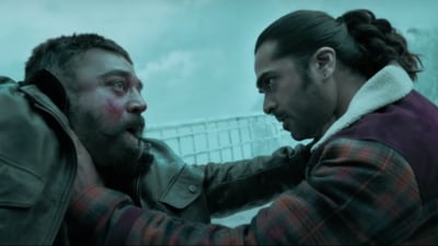 Kamal Haasan and Silambarasan TR's still from Thug Life trailer. Kamal Haasan and Silambarasan TR's still from Thug Life trailer.