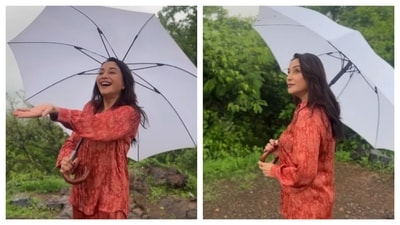 Madhuri Dixit posted a lovely video of herself enjoying the monsoon rains. (Instagram/madhuridixitnene)