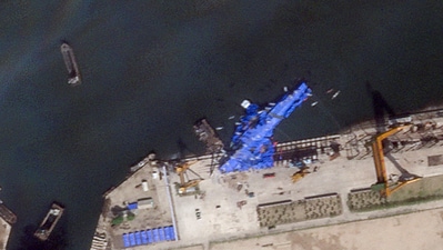 A North Korean warship was damaged after it failed to launch. (REUTERS)