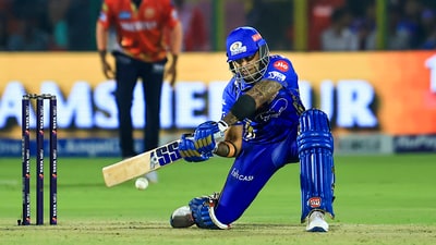 Suryakumar Yadav plays a shot during the Indian Premier League (IPL) 2025 cricket match between Mumbai Indians and Punjab Kings, in Jaipur (PTI) Suryakumar Yadav plays a shot during the Indian Premier League (IPL) 2025 cricket match between Mumbai Indians and Punjab Kings, in Jaipur (PTI)