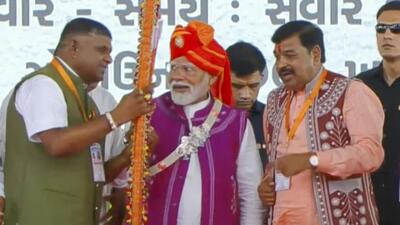 Prime Minister Narendra Modi in Gujarat’s Dahod. (PTI) Prime Minister Narendra Modi in Gujarat’s Dahod. (PTI)