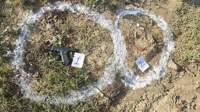 The Glock 9mm recovered from the accused at the encounter site on Monday (Sameer Sehgal/HT) The Glock 9mm recovered from the accused at the encounter site on Monday (Sameer Sehgal/HT)