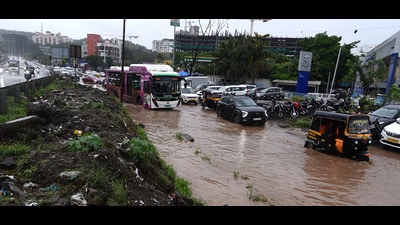 The advancement was accompanied by heavy rainfall in parts of the Pune district, especially in the ghat regions, bringing waterlogging, tree-fall incidents, and power outages in several areas. (MAHENDRA KOLHE/ HT) The advancement was accompanied by heavy rainfall in parts of the Pune district, especially in the ghat regions, bringing waterlogging, tree-fall incidents, and power outages in several areas. (MAHENDRA KOLHE/ HT)