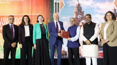 The formal UGC approval was given to the University of Liverpool for opening its new campus in Bengaluru during an event attended by the Union Minister of Education Dharmendra Pradhan on Monday. (Handout) The formal UGC approval was given to the University of Liverpool for opening its new campus in Bengaluru during an event attended by the Union Minister of Education Dharmendra Pradhan on Monday. (Handout)