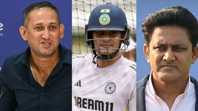 Anil Kumble, right, is not 100 percent certain about Ajit Agarkar, left, and BCCI's decision to appoint Shubman Gill the new Test captain (AFP) Anil Kumble, right, is not 100 percent certain about Ajit Agarkar, left, and BCCI's decision to appoint Shubman Gill the new Test captain (AFP)
