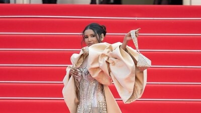 Nancy Tyagi walks the red carpet outside the Grand Lumiere. 