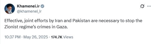 Iran's Supreme Leader Ayatollah Ali Khamenei's X post. Iran's Supreme Leader Ayatollah Ali Khamenei's X post.