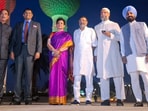 All-party delegation led by Bharatiya Janata Party (BJP) MP Baijayant Panda in a group picture during their visit to the Kuwait Tower, on Monday. All-party delegation led by Bharatiya Janata Party (BJP) MP Baijayant Panda in a group picture during their visit to the Kuwait Tower, on Monday.