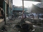 Palestinians inspect the damage at school used as a shelter by displaced residents that was hit by Israeli military strike and killed at least 36 people, in Gaza City, on Monday, May 26, 2025. AP/PTI(AP05_26_2025_000199B) Palestinians inspect the damage at school used as a shelter by displaced residents that was hit by Israeli military strike and killed at least 36 people, in Gaza City, on Monday, May 26, 2025. AP/PTI(AP05_26_2025_000199B)