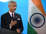 External affairs minister Subrahmanyam Jaishankar speaks to the media following talks with German foreign minister Johann Wadephul, in Berlin.