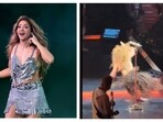 Shakira took a fall while performing in Montreal on May 20.