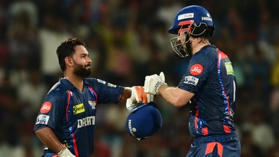 Rishabh Pant and Mitchell Marsh put on a 102-run partnership for the second wicket, with Marsh scoring 67(37) as he concluded a fine performance in IPL 2025, a campaign which saw him amass 627 runs in the season. Rishabh Pant and Mitchell Marsh put on a 102-run partnership for the second wicket, with Marsh scoring 67(37) as he concluded a fine performance in IPL 2025, a campaign which saw him amass 627 runs in the season.