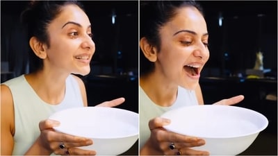 Rakul Preet Singh shares her refreshing morning skincare ritual with ice-cold water. (Instagram/@rakulpreet) Rakul Preet Singh shares her refreshing morning skincare ritual with ice-cold water. (Instagram/@rakulpreet)