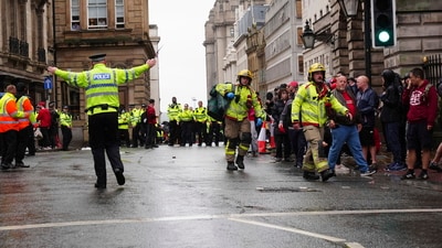 Police and emergency personnel deal with an incident on Water Street near the Liver Building in Liverpool after a car collided with pedestrians during the Premier League winners parade, in Liverpool, England, Monday May 26, 2025. (Owen Humphreys/PA via AP) (AP) Police and emergency personnel deal with an incident on Water Street near the Liver Building in Liverpool after a car collided with pedestrians during the Premier League winners parade, in Liverpool, England, Monday May 26, 2025. (Owen Humphreys/PA via AP) (AP)