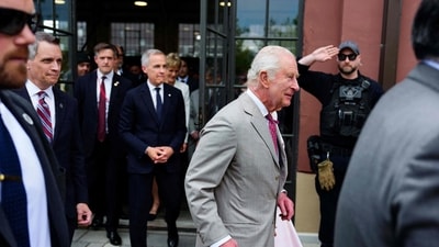 Britain's King Charles III is joined by Ottawa Mayor Mark Sutcliffe (L) and Prime Minister Mark Carney (4thL) during a visit at a community gathering in Lansdowne Park in Ottawa, Canada, May 26, 2025. (AFP) Britain's King Charles III is joined by Ottawa Mayor Mark Sutcliffe (L) and Prime Minister Mark Carney (4thL) during a visit at a community gathering in Lansdowne Park in Ottawa, Canada, May 26, 2025. (AFP)