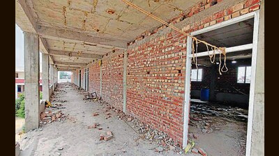 Construction work undergoing at the Government Primary School, Giaspura has come to a halt after the grant was withdrawn on March 31 this year by the education department. (Gurpreet Singh/HT) Construction work undergoing at the Government Primary School, Giaspura has come to a halt after the grant was withdrawn on March 31 this year by the education department. (Gurpreet Singh/HT)
