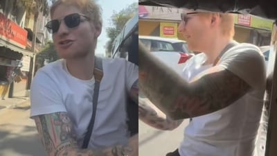 Ed Sheeran posted a video of him taking an auto ride in Mumbai. Ed Sheeran posted a video of him taking an auto ride in Mumbai.