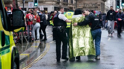 Police and emergency personnel deal with an incident on Water Street near the Liver Building in Liverpool after a car collided with pedestrians during the Premier League winners parade, in Liverpool, England, Monday May 26, 2025. (Owen Humphreys/PA via AP) (AP) Police and emergency personnel deal with an incident on Water Street near the Liver Building in Liverpool after a car collided with pedestrians during the Premier League winners parade, in Liverpool, England, Monday May 26, 2025. (Owen Humphreys/PA via AP) (AP)