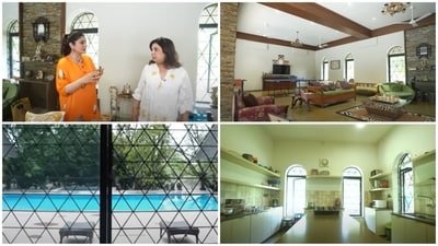 Raveena Tandon's home is rooted in Indian culture and charm. (YouTube/ Farah Khan) Raveena Tandon's home is rooted in Indian culture and charm. (YouTube/ Farah Khan)