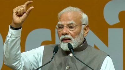 PM Modi said now there is more pressure about becoming the third largest economy in the world. (PTI) PM Modi said now there is more pressure about becoming the third largest economy in the world. (PTI)