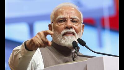 Prime Minister Narendra Modi in Gandhinagar. (PTI)