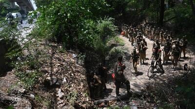 Soldiers of the Rajputana Rifles use the culvert under the Ring Road near Dhaula Kuan to go from the parade ground to their barracks on May 16 (Photo: Vipin Kumar) Soldiers of the Rajputana Rifles use the culvert under the Ring Road near Dhaula Kuan to go from the parade ground to their barracks on May 16 (Photo: Vipin Kumar)