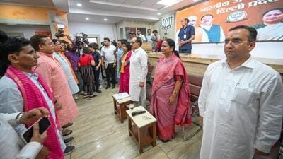 The Delhi BJP meeting. (Sanchit Khanna/HT Photo) The Delhi BJP meeting. (Sanchit Khanna/HT Photo)