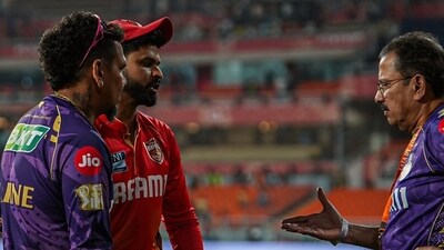 Shreyas Iyer (in red) with KKR CEO Venky Mysore Shreyas Iyer (in red) with KKR CEO Venky Mysore