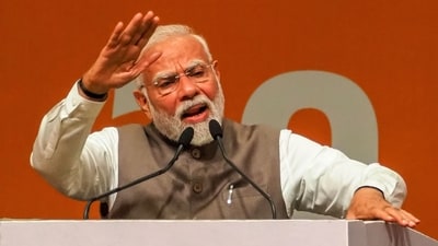 Prime Minister Narendra Modi addresses the gathering during an event marking 20 years of the Gujarat Urban Growth Story at Gandhinagar, in India's state of Gujarat, on May 27, 2025. (AFP) Prime Minister Narendra Modi addresses the gathering during an event marking 20 years of the Gujarat Urban Growth Story at Gandhinagar, in India's state of Gujarat, on May 27, 2025. (AFP)