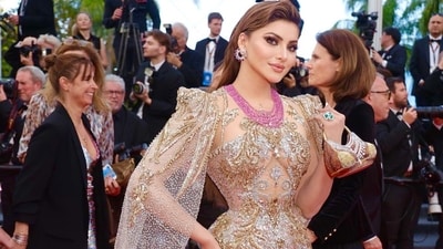 Urvashi recently faced backlash for a video that showed her blocking a hotel stairway for a photoshoot in a golden gown at Cannes, posing for pictures while ignoring hotel guests trying to pass by. Urvashi recently faced backlash for a video that showed her blocking a hotel stairway for a photoshoot in a golden gown at Cannes, posing for pictures while ignoring hotel guests trying to pass by.