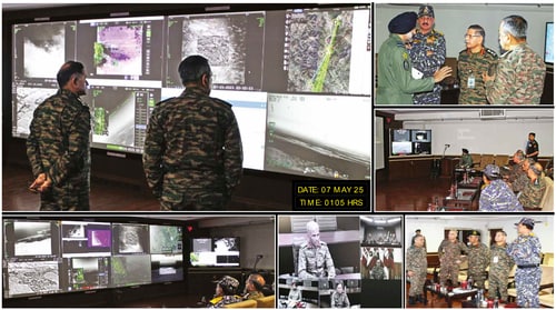 In this image from the May edition of the Indian Army's monthly magazine 'Baatcheet', top military commanders monitor 'Operation Sindoor' live. (PTI) In this image from the May edition of the Indian Army's monthly magazine 'Baatcheet', top military commanders monitor 'Operation Sindoor' live. (PTI)