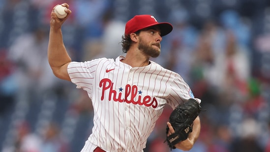 Before the Phillies vs Braves game, Philadelphia Phillies pitcher Aaron Nola gave an update on his return from an ankle injury. (IMAGN IMAGES via Reuters Connect)