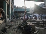 Palestinians inspect the damage at school used as a shelter by displaced residents that was hit by Israeli military strike and killed at least 36 people, in Gaza City, on Monday, May 26, 2025. Palestinians inspect the damage at school used as a shelter by displaced residents that was hit by Israeli military strike and killed at least 36 people, in Gaza City, on Monday, May 26, 2025.