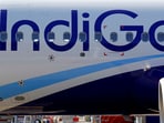 The logo of IndiGo Airlines is pictured on a passenger aircraft on the tarmac in Colomiers near Toulouse, France, July 10, 2018.