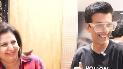 Farah Khan and Karan Johar took jibes at each other in the video. Farah Khan and Karan Johar took jibes at each other in the video.